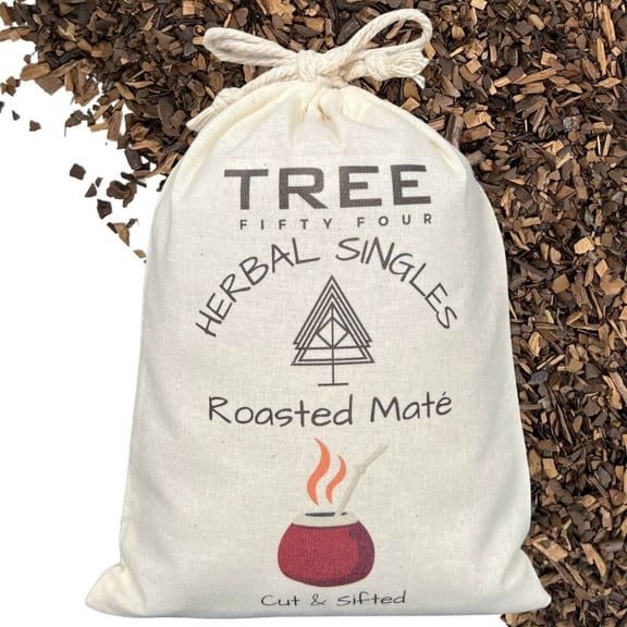 Roasted Yerba Mate in Double Drawstring Sachet, Organic, Loose 2.5 oz | Tree Fifty Four