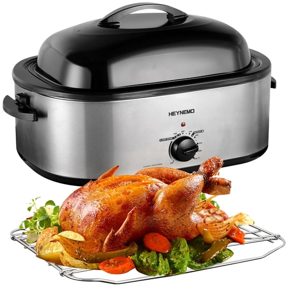 Roaster Oven 22 Quart Electric, Turkey Roaster with Self-Basting Lid Design, Large Stainless Steel Electric Turkey Roaster Oven Fits Turkeys Up to 26LB Y101