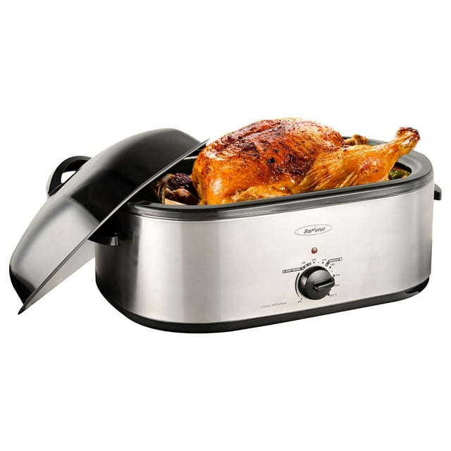 Roaster Oven 22 Quart Electric, Turkey Roaster with SelfBasting Lid Design, Large Stainless