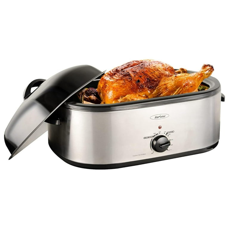 Roaster Oven 22 Quart Electric, Turkey Roaster with Self-Basting Lid  Design, Large Stainless Steel Electric Turkey Roaster Oven Fits Turkeys Up  to