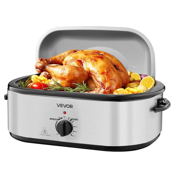Roaster Oven, 22QT Electric Roasting Pan, 150-450F Adjustable Temperature Multifunctional Electric Roaster Oven with Self-Basting Lid, Defrost & Warm Function for Holiday Meal, Fits 26lb Turkey