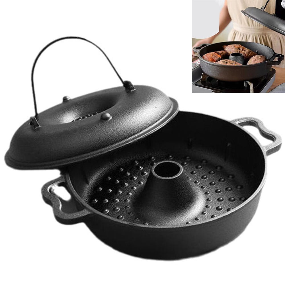 Roaster, cast iron roaster for oven, outdoor roaster with lid, round ...