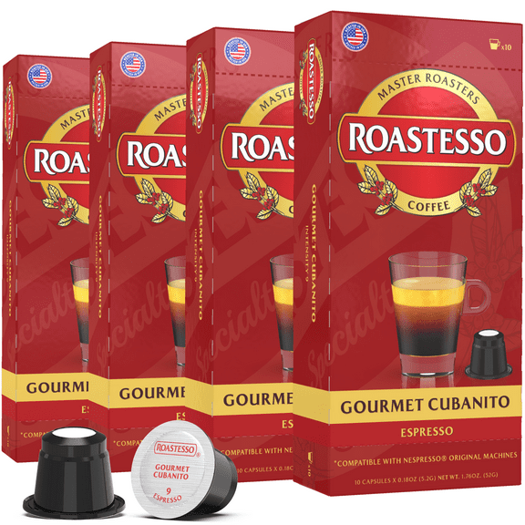 Roastesso Coffee Gourmet Cubanito Nespresso Pods OriginalLine Compatible Espresso Capsules Cafecito, Intensity 9 (40 Count)