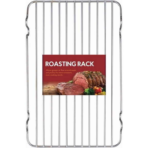 Roasting Baking Broiler Rack, Chrome-Plated Steel, Holds Smaller Food Securely, 12 x 7.75 x 1.5-Inches