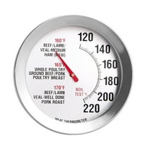 Roasting Meat Thermometer Oven Safe 2.5In Easy Read Face Stainless Steel for Grilling Cooking