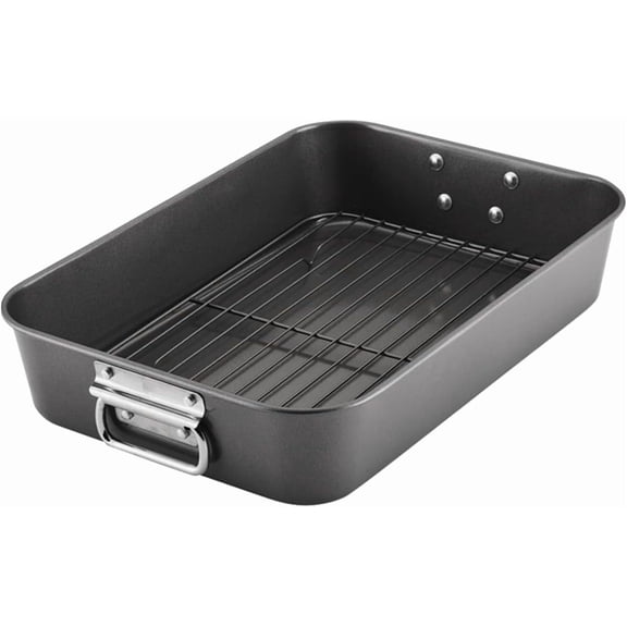 Roasting Pan for Ovens Nonstick Heavy Duty with Rack Large 11 inch x 15.5 For Delicious Family Meals Cooking Roaster Meats, Turkey, & Vegetables
