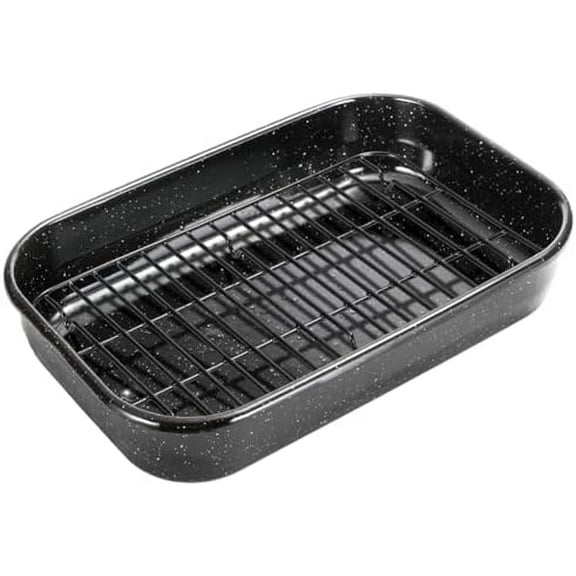Roasting Pan with Rack, 16 x 11 Inch Rectangular Roasting Pan, 20lb Turkey Roaster Pot, Large Oven Roaster Tray for Baking Turkey by$$Home Decor, Kitchen, & Other
