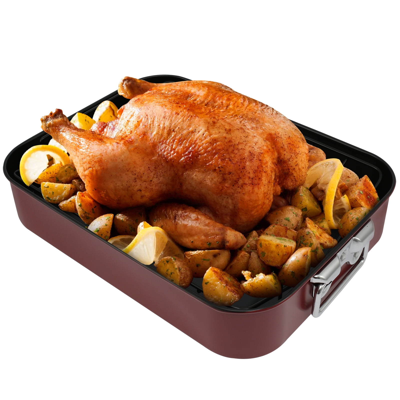 Roasting Pan with Rack Carbon Steel Turkey Roaster Pan with Handle ...