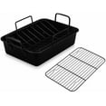 thumbnail image 1 of Roasting Pan with Racks, Small Stainless Steel Turkey Roaster with V-Shaped & Cooling Rack for Oven, 14 Inch Nonstick Deep Broiler Pan with Handles for Baking Chicken Lasagna Meat, Heavy Duty, 1 of 6