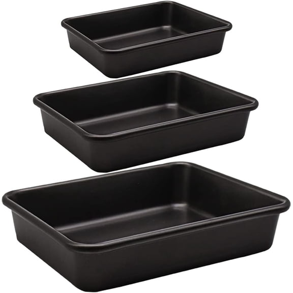 Roasting Pan Set, Nonstick Baking Tray Set, Rectangular Bakeware for Oven, Non-Toxic Coating and Durable Quality (Black)