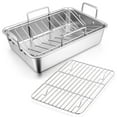 thumbnail image 1 of Roasting Pan, VeSteel 14 Inch Stainless Steel Turkey Roaster with Rack, Include Deep Lasagna Pan & V-Shaped Rack & Roasting Rack, Non-Toxic & Heavy Duty, Dishwasher Safe, 1 of 7