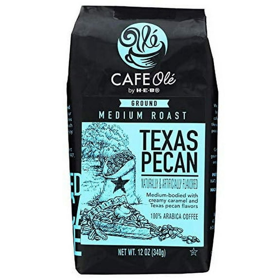 Cafe Ole Texas Pecan Ground Coffee 12oz pack of 1 from HEB. Great Texas Pecan flavor in each sip.  Medium Roast