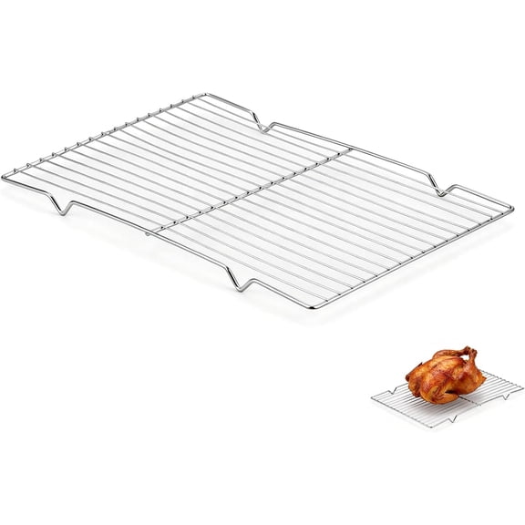 Roasting Rack for 9x13 Inch Pan, Stainless Steel Insert with Raised Feet, Parallel Wires for Even Broiling, Durable and Easy to Clean, Ideal for Chicken, Turkey, Meat