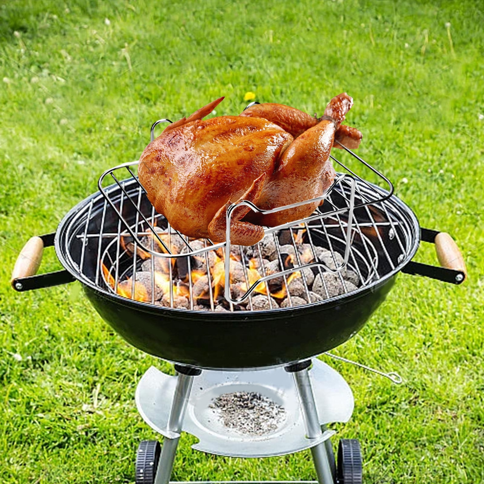 Roasting Rack Deals ESULOMP Stainless Steel Rack for Roasting Turkey Turkey Roasting Rack for Grilling Multi use BBQ Rib Rack Easy to