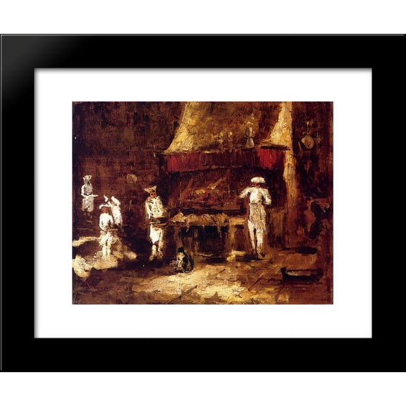 Roasting Two Pheasants 20x24 Framed Art Print by Monticelli, Adolphe Thomas