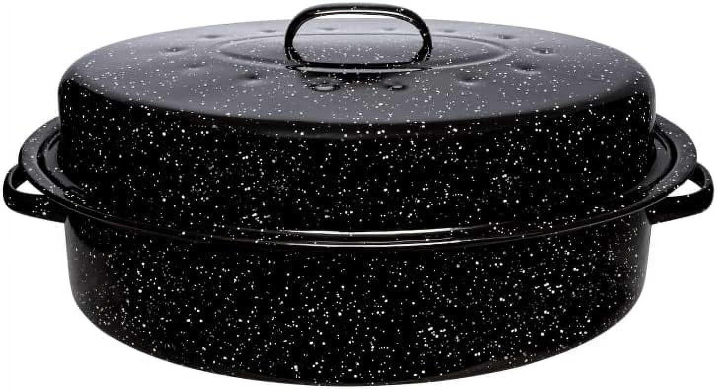 Roasting With Lid, Turkey Roaster , Extra Large 18 Lb Capacity, 18" Granite Oven Roaster Oval
