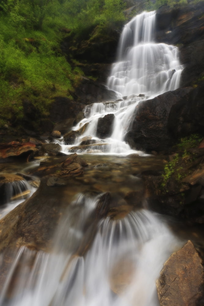 Roasto Falls in Nordland County Norway Canvas Art - Arild HeitmannStocktrek Images (12 x 18)