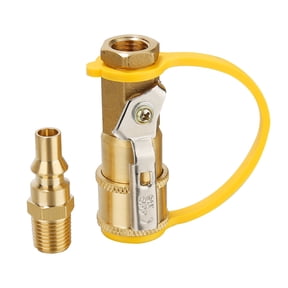 Roastove 1/4" RV Propane Quick Connect Adapter, Propane or Natural Gas Quick Connect or Disconnect Kit, Shutoff Valve & Full Flow