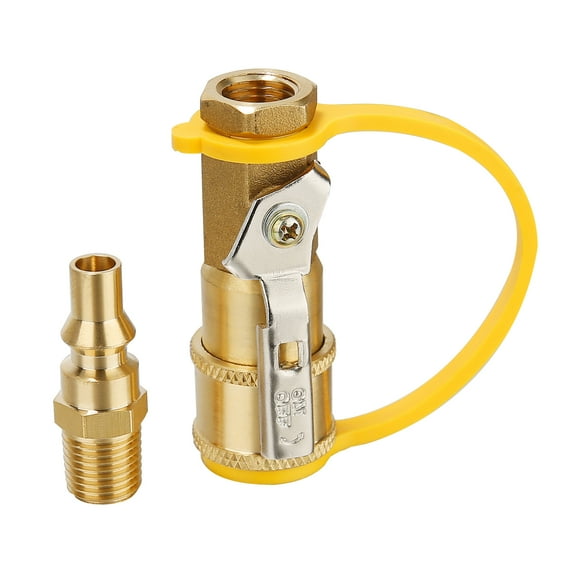 Roastove 1/4" RV Propane Quick Connect Adapter, Propane or Natural Gas Quick Connect or Disconnect Kit, Shutoff Valve & Full Flow
