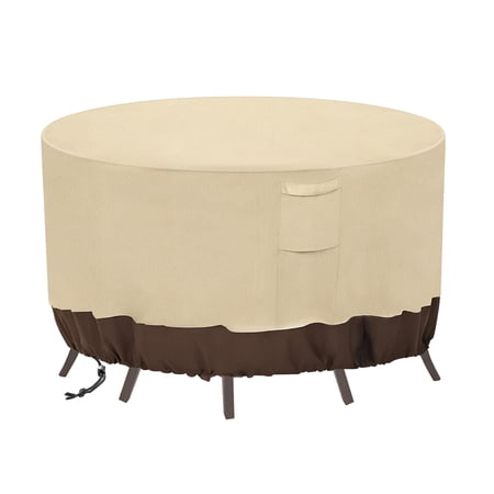 Roastove Round Patio Furniture Covers, 100% Waterproof Outdoor Table Chair Set Covers, Anti-Fading Cover for Outdoor Furniture Set, UV Resistant, 62" DIAx28 H,Beige & Brown