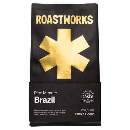 Roastworks Brazil Whole Bean Coffee 200g, British Import (Pack of 2)