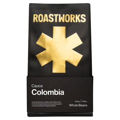 Roastworks Colombia Whole Bean Coffee 200g, British Import (Pack of 2)