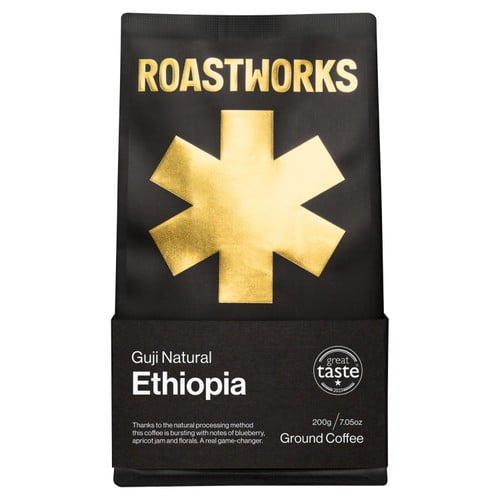Roastworks Ethiopia Natural Ground Coffee 200g, British Import (Pack of 2)