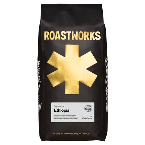 Roastworks Ethiopia Whole Bean Coffee 1kg, British Import (Pack of 2)