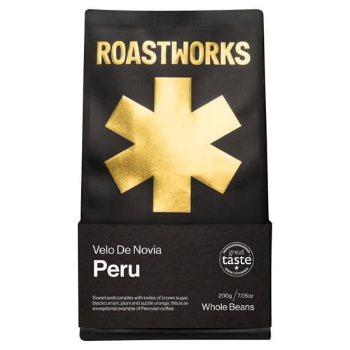 Roastworks Peru Whole Bean Coffee 200g, British Import (Pack of 2)