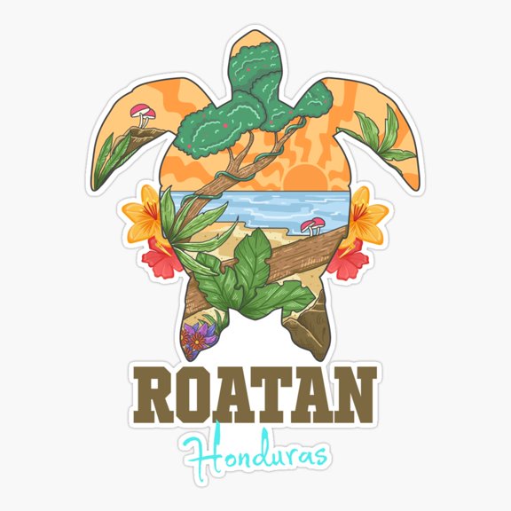 Roatan Bay Islands Turtle Souvenir Sticker