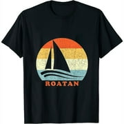 Roatan Caribbean Sailboat Vintage Retro Vacation Womens T-Shirt Black
