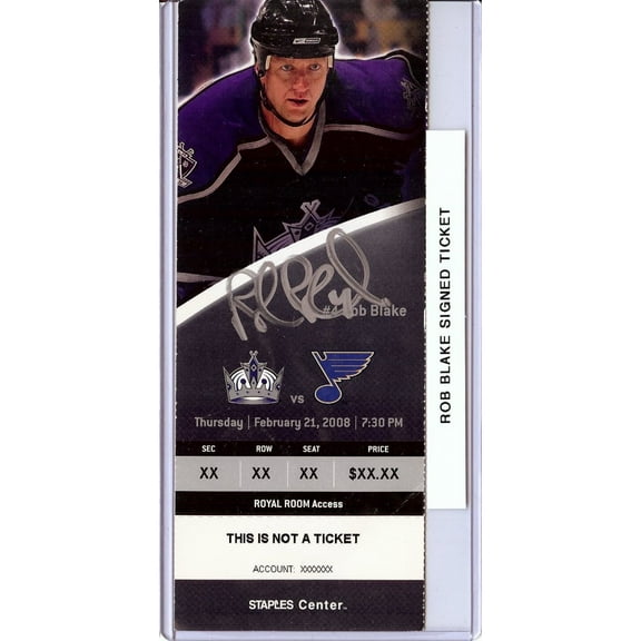 Rob Blake Signed Autographed Season Ticket Stub Kings 2-21-08 JSA AX25403