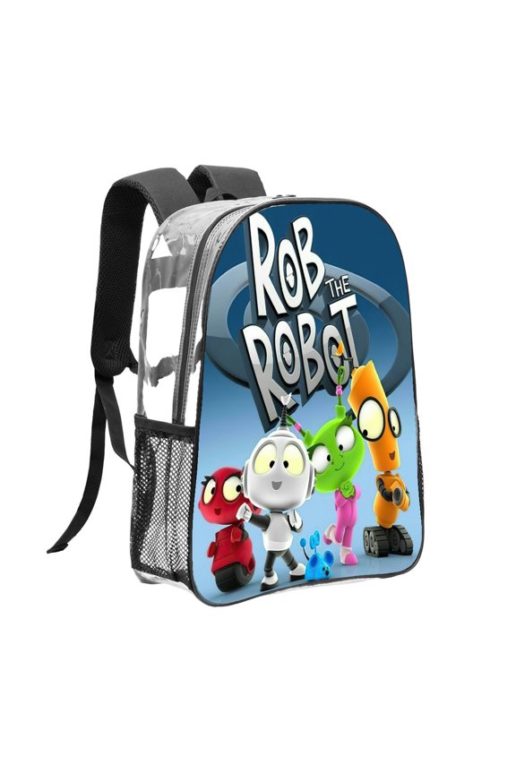 Rob The Robot Pattern Transparent Backpack Lightweight And fashionable Showcasing Personality And Leading The Trend