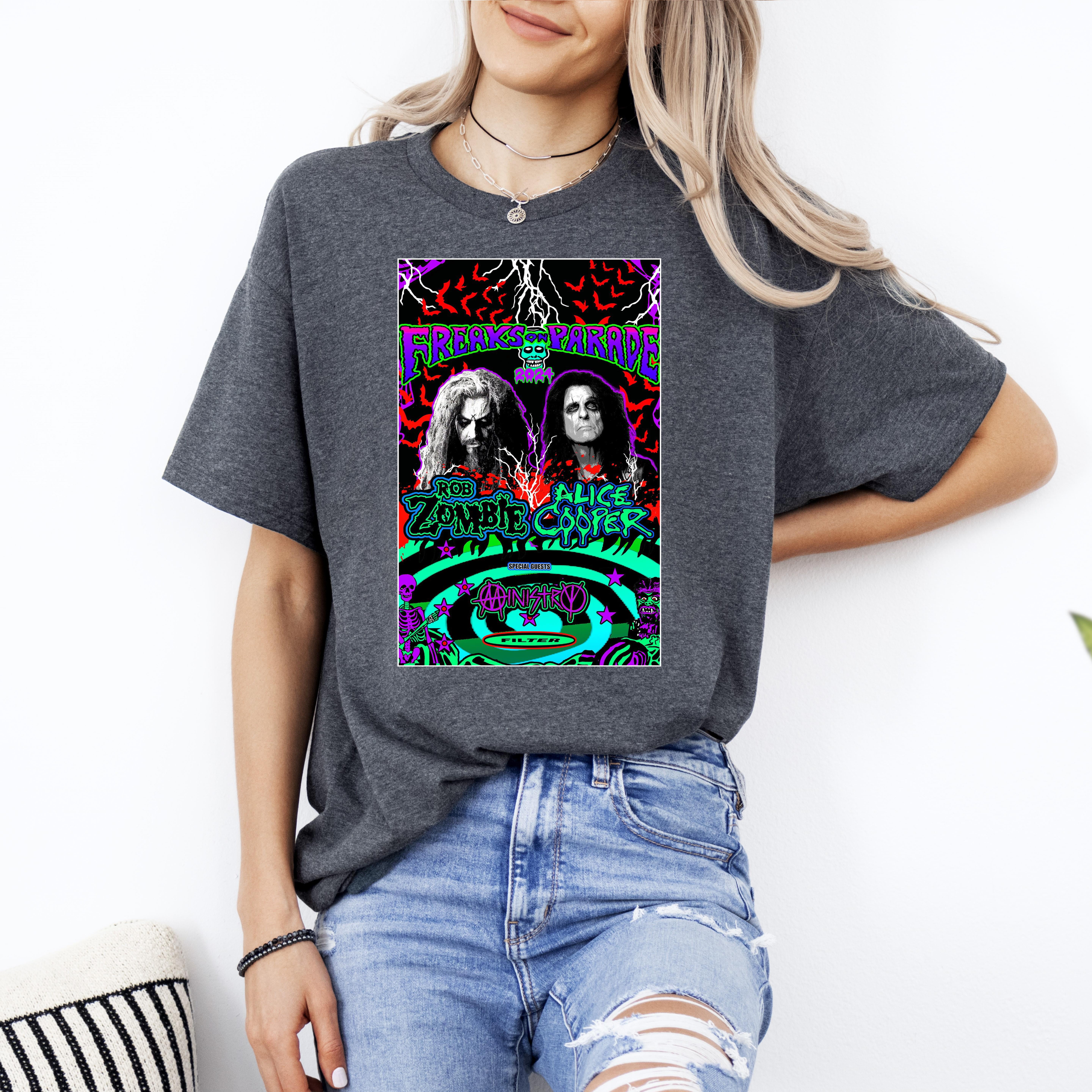 Rob Zombie And Alice Coopers Freaks On Parade 2024 Tour Shirt, Unisex