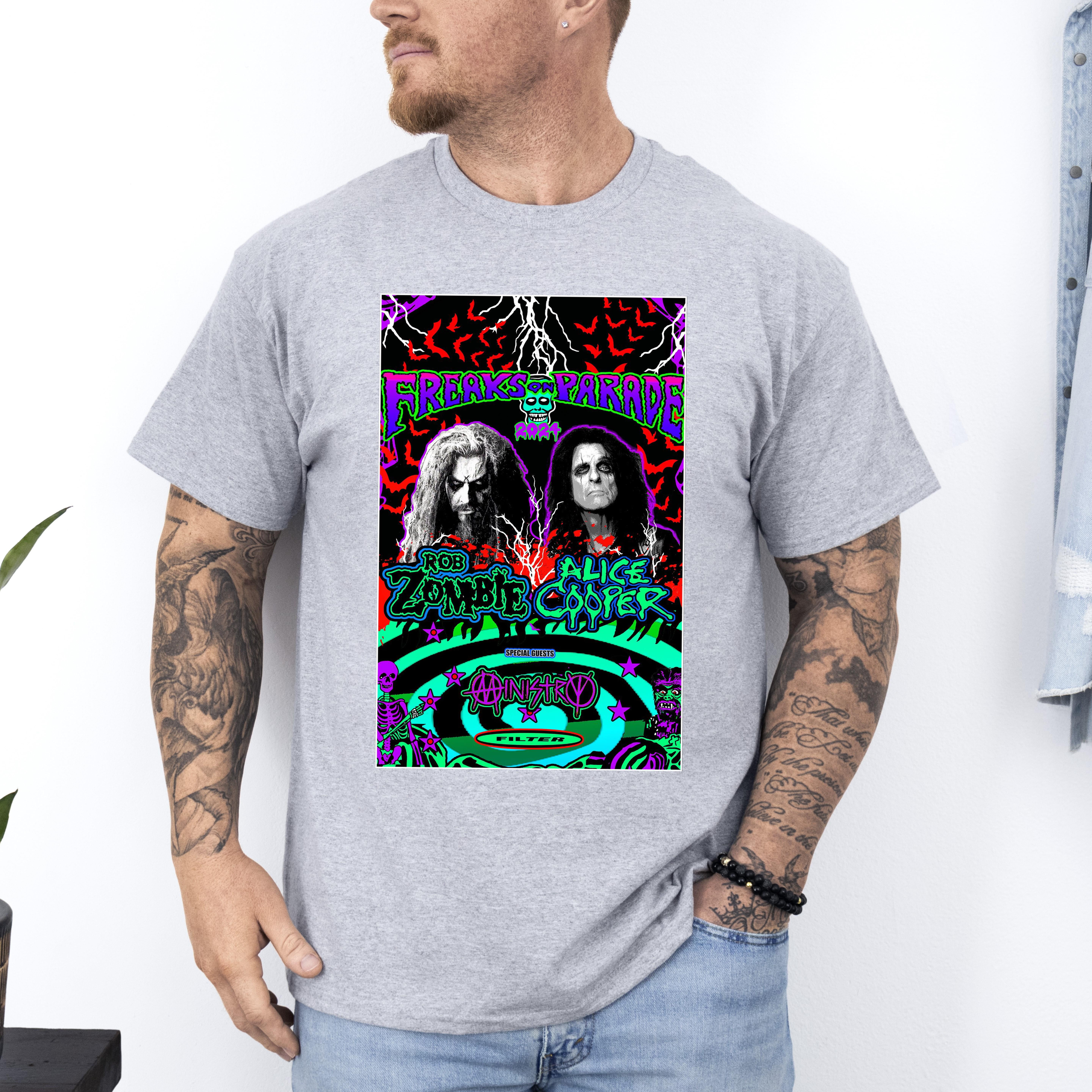 Rob Zombie And Alice Coopers Freaks On Parade 2024 Tour Shirt, Unisex