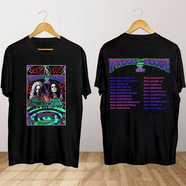 Rob Zombie And Alice Coopers Freaks On Parade 2024 Tour Shirt