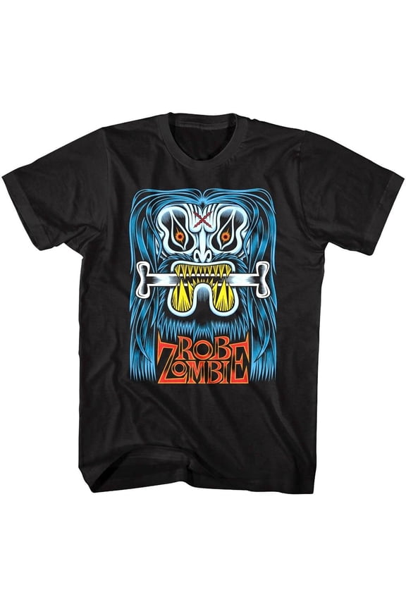 Rob Zombie Blue Beast Martinhead Rocks Men's T Shirt (Black, AdultM)