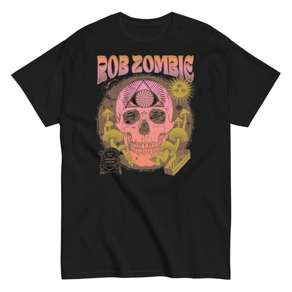 Rob Zombie - Hippie Skull Unisex T-Shirt - Black - Small