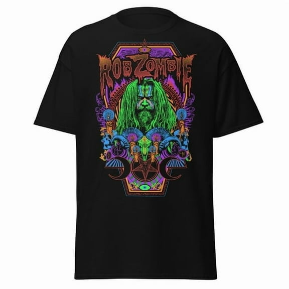 Rob Zombie - Pyschedelic Jumbo Print Unisex T-Shirt Vintage,Black Color,Size M