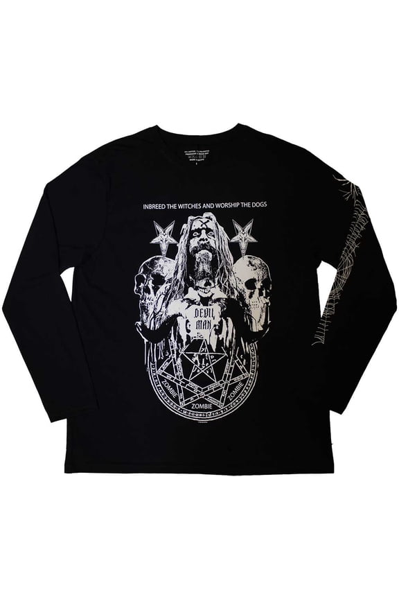 Rob Zombie Unisex Long Sleeve T-Shirt: Devil Man (Sleeve Print) (X-Large)
