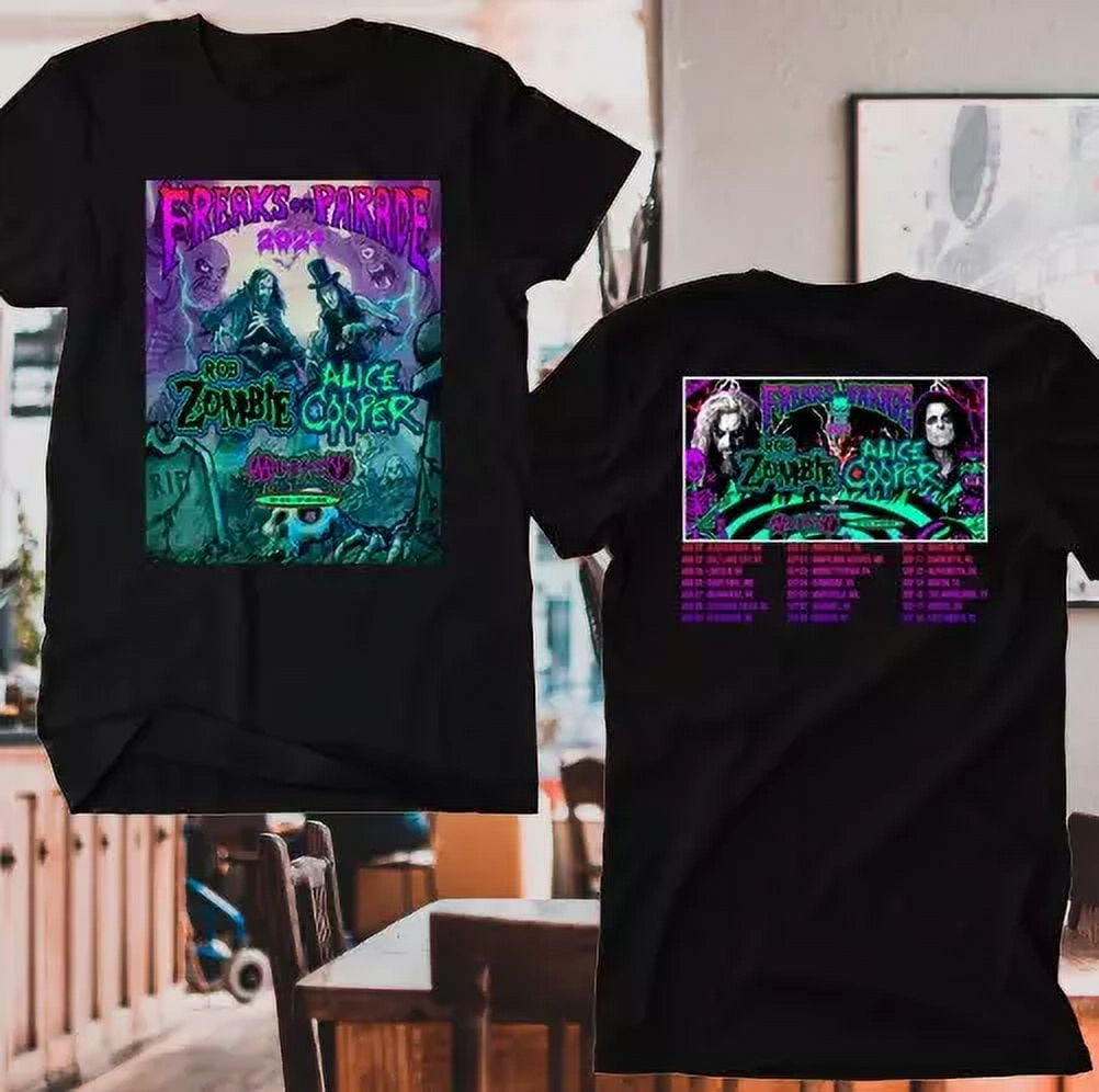Rob Zombie and Alice Cooper’s Freaks On Parade Tour 2024 2 Sided Uniex