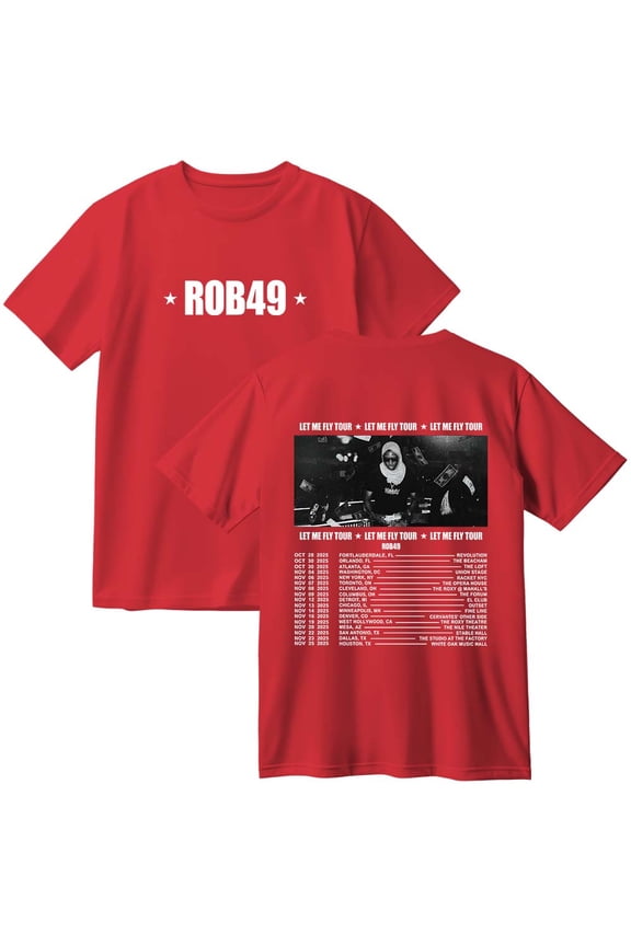 Rob49 Let Me Fly Tour 2025 Merch Cotton T-Shirt Women Men Fashion Crewneck Short Sleeve Tee