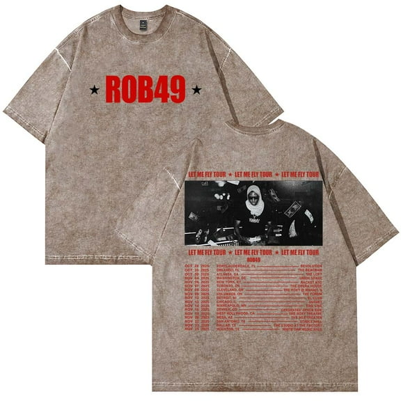 Rob49 Let Me Fly Tour 2025 Merch T-Shirt Cotton Wash Tee Women Men Short Sleeve Casual Crewneck Tee