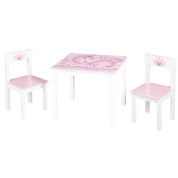 Roba Wood Table Chair Set: in Pink Princess Theme, Toddler