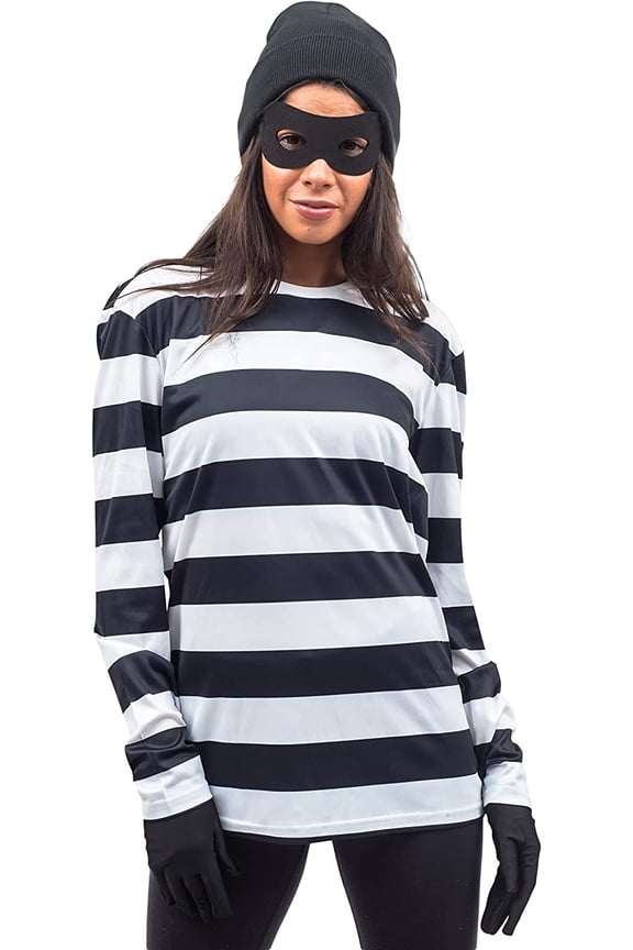 Robber Costume Shirt and Mask Halloween Costume Cosplay