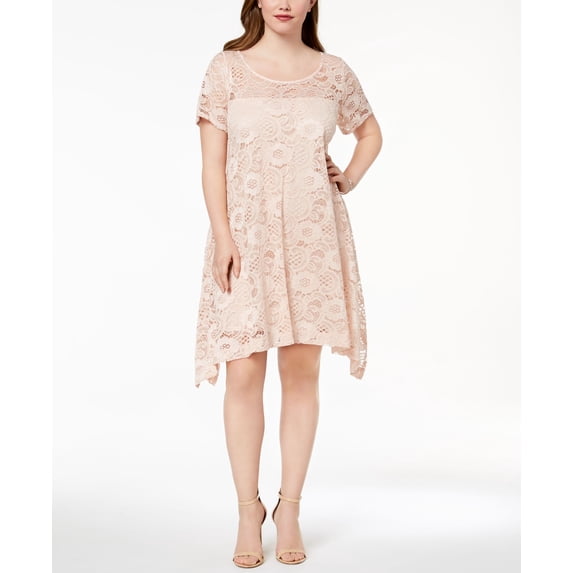 Robbie Bee Plus Size Lace A Line Dress Dusty Pink 3X