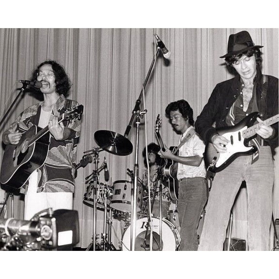 Robbie Robertson legendary guitarist on stage 1970's 8x10 inch photo