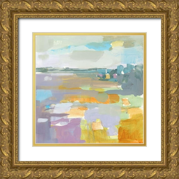 Robbins, Kathleen 15x15 Gold Ornate Wood Framed with Double Matting Museum Art Print Titled - Lilac Field