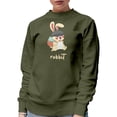 thumbnail image 1 of Robbit, Cute Rabbit Animal Pun, Military Green Crewneck Sweatshirt, Medium, 1 of 2