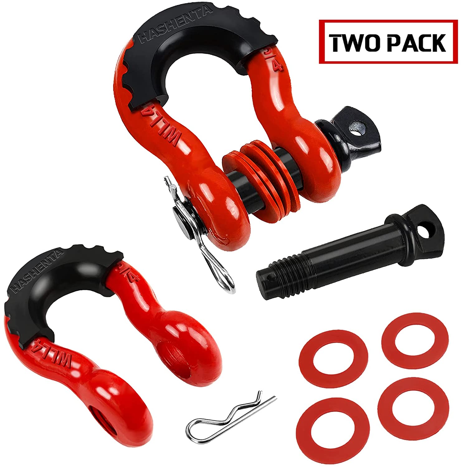 Robbor Shackles 3/4" D Ring Shackle (2 Pack) 41,887Ibs Break Strength